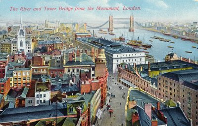Řeka Temže a Tower Bridge, c.1920 od English School