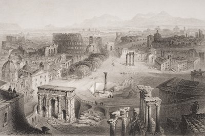 Forum Romanum z Kapitolu, Řím, vyryl A. Willmore od English School
