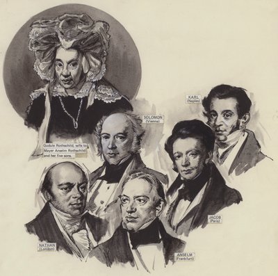 Rodina Rothschildů (kvaš na papíře) od English School