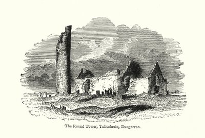 Kulatá věž, Tullosherin, Dungarvan (rytina) od English School