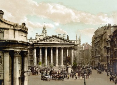 The Royal Exchange, London (ručně kolorovaná fotografie) od English School