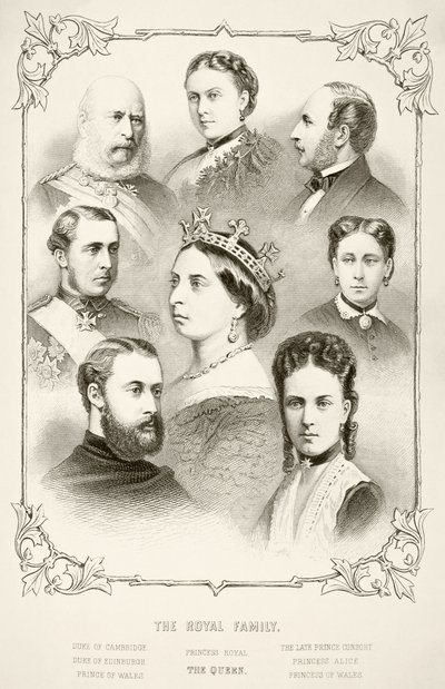 Královská rodina královny Viktorie, z „Národní a domácí historie Anglie“ od Williama Hickmana Smith Aubrey (1858-1916), vydaná v Londýně, kolem roku 1890 od English School