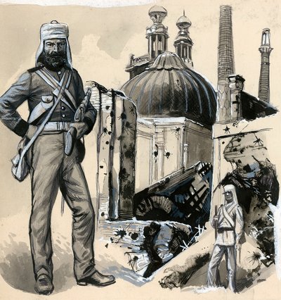 Královská námořní pěchota, která pomáhala zmírnit obléhání města Lucknow od English School