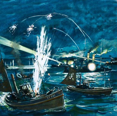 Ruské síly si spletou britskou rybářskou flotilu s japonskou invazí. od English School