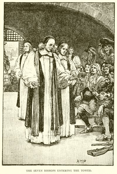 Sedm biskupů vstupujících do věže od English School