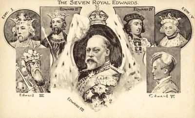 Sedm královských Edwardů (litografie) od English School