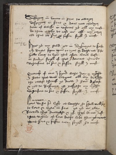 Sheltunský akrostich, z "Devonshirského rukopisu", Add MS 17492, f.6v (pero a tuš na papíře) od English School
