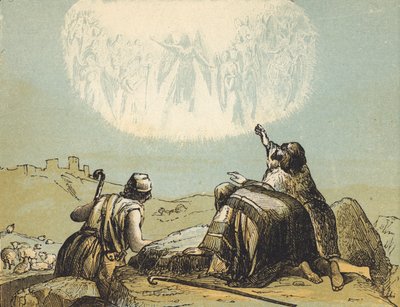 Pastýři v poli (barevná rytina) od English School