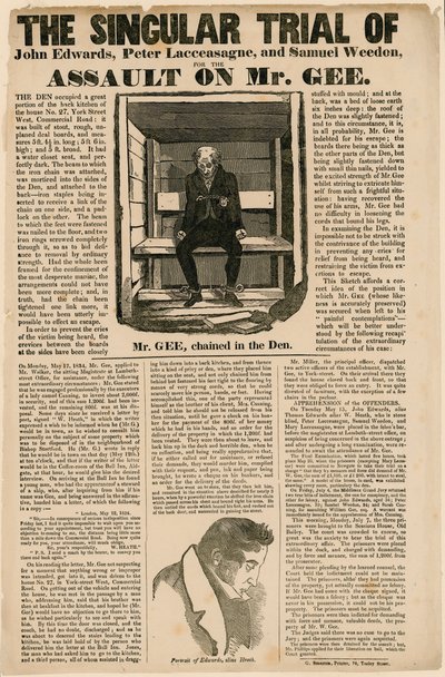 Jedinečný proces za útok na pana Gee, 1834 od English School