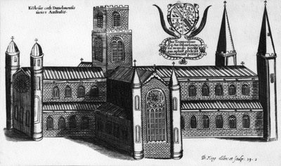 Jižní exteriér katedrály v Durhamu, 1660 od English School