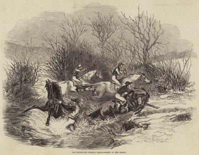 The Southgate Steeple Chase, Scéna u potoka (rytina) od English School