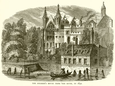 The Speakers House from the River, v roce 1830 od English School
