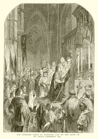 Standard přijatý v Bosworthu položený na oltáři katedrály St. Pauls, 1485 od English School