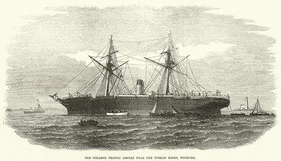 The Steamer Tripolis Ashore poblíž Tuskar Rocks, Wexford (rytina) od English School