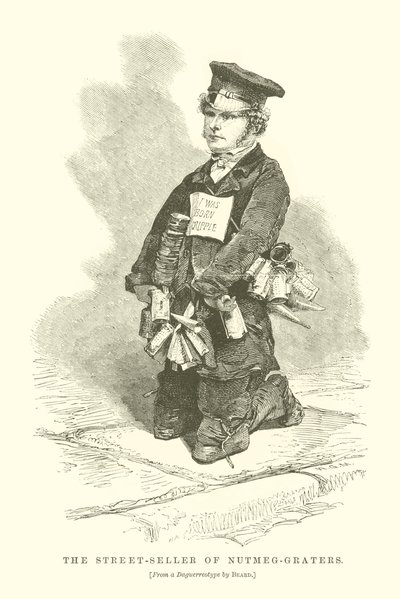 Pouliční prodavač muškátových oříšků (rytina) od English School