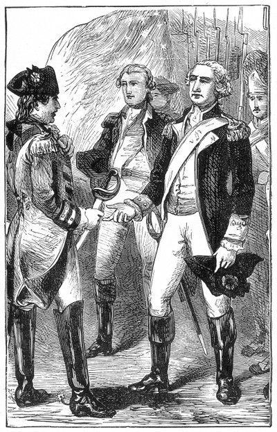 The Surrender of Cornwallis, z knihy Emile de Bonnechose The History of France, vydané nakladatelstvím Ward, Lock and Co, London. od English School