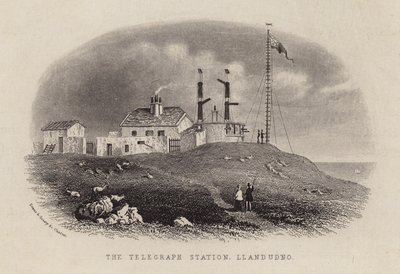 Telegrafní stanice, Llandudno (rytina) od English School