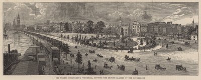 Nábřeží Temže, Whitehall, ukazuje území nárokované vládou od English School