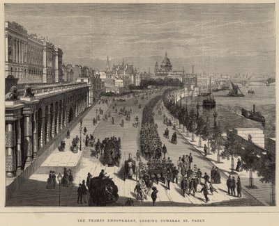 Nábřeží Temže při pohledu na St Pauls od English School