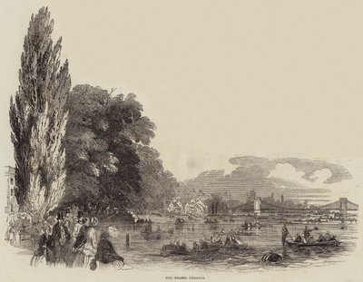 The Thames Regatta (rytina) od English School