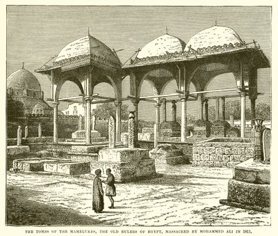 Hrobky Mameluků, starých vládců Egypta, zmasakrované Mohammedem Alim v roce 1811 od English School
