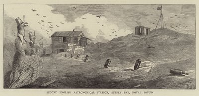 Přechod Venuše, skici na ostrově Kerguelen (rytina) od English School