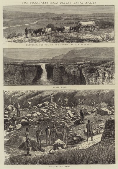 The Transvaal Gold Fields, Jižní Afrika (rytina) od English School