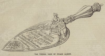 Lopatka používaná princem Albertem (rytina) od English School