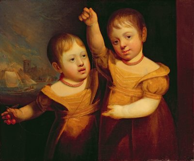 Dvojčata kapitána George Walshe, námořního kapitána ze Selby, Yorkshire, asi 1830 (olej na plátně) od English School
