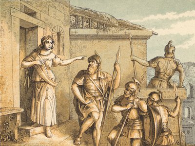 The Two Spies (barevná rytina) od English School