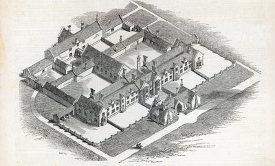 Union Workhouse, který má být postaven v Canterbury, z The Illustrated London News, 7. listopadu 1846 od English School