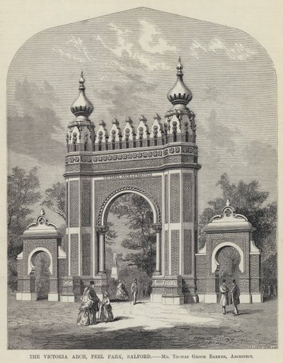 The Victoria Arch, Peel Park, Salford (rytina) od English School