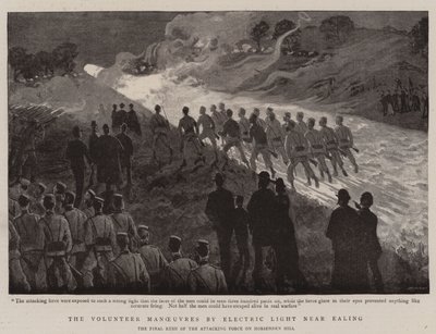 Volunteer Maneuvers by Electric Light near Ealing (litho) od English School