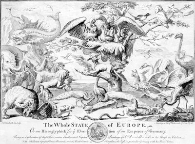 Celý stát Evropy, aneb hieroglyf pro volbu německého císaře, 1741 od English School