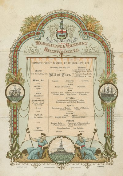 Letní dvorní večeře uctívané společnosti loďařů (chromolitho) od English School