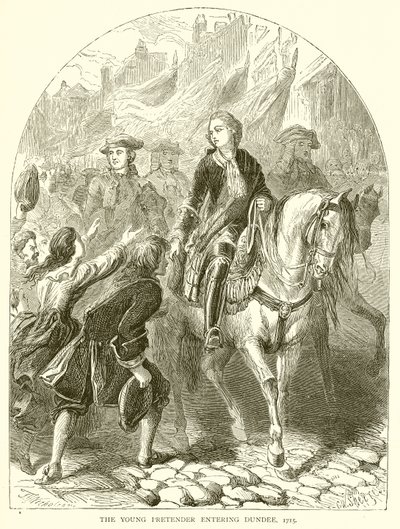 The Young Pretender vstupující do Dundee, 1715 od English School
