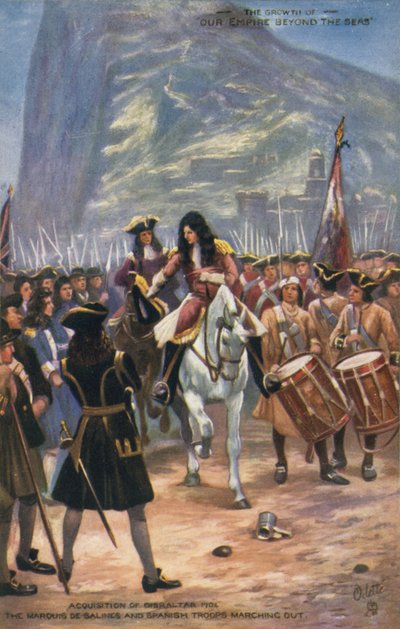 Získání Gibraltaru Brity, 1704 od English School