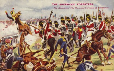 Postup Sherwoodských lesníků v bitvě u Salamanky, Španělsko, poloostrovní válka, 1812 od English School
