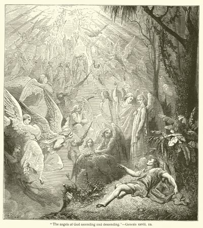 „Andělé Boží vystupující a sestupující“, Genesis, xxviii od English School