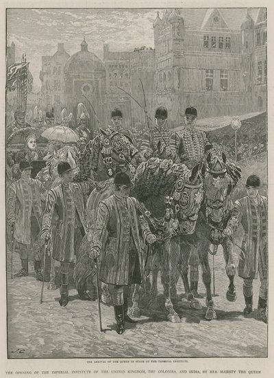 Příjezd královny do státu v Imperial Institute od English School