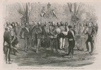 Předávání cen na mezinárodní výstavě; Earl Graville čte adresu od English School