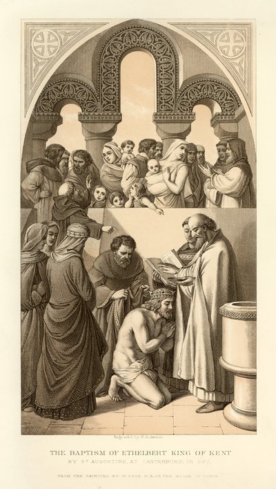 Křest Ethelberta King of Kent od English School