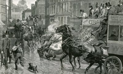 Bitva londýnských ulic - Ludgate Hill v kluzkém dni od English School