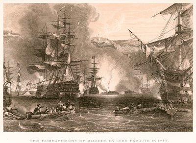 Bombardování Alžíru lordem Exmouthem v roce 1816 od English School