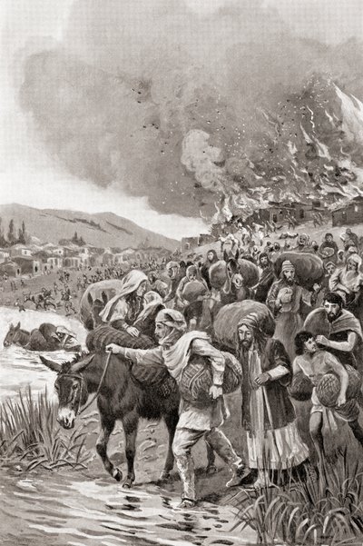 Spálení Sard během iónského povstání v roce 498 př. n. l., z Hutchinsonovy Dějiny národů, pub. 1915 od English School