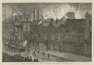 Vypálení Velkého divadla, Islington, Londýn od English School