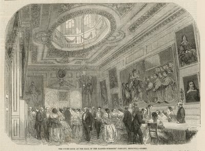 Soudní síň v sále Barber-Surgeons Company, Monkwell Street, Londýn od English School