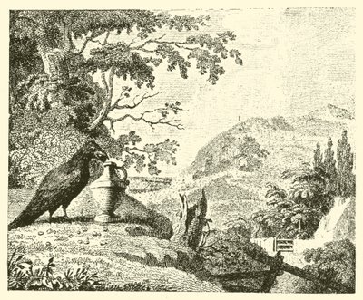 Vrána a džbán (rytina) od English School