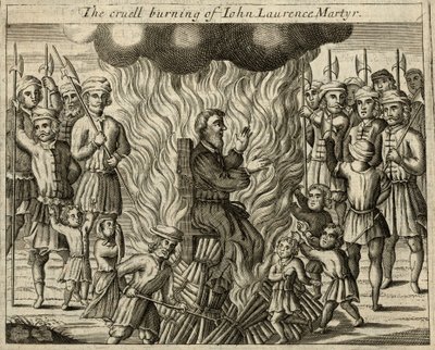 Kruté upálení mučedníka Jana Vavřince (rytina) od English School