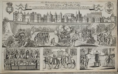 Popis hradu Windsor, ilustrace z Acts and Monuments od Johna Foxe, deváté vydání, hospoda. 1684 od English School